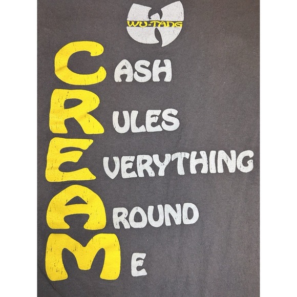 Wu-Tang Other - Wu-Tang Clan C.R.E.A.M. Hip Hop Rap T-Shirt Men's Medium Gray Officially Branded